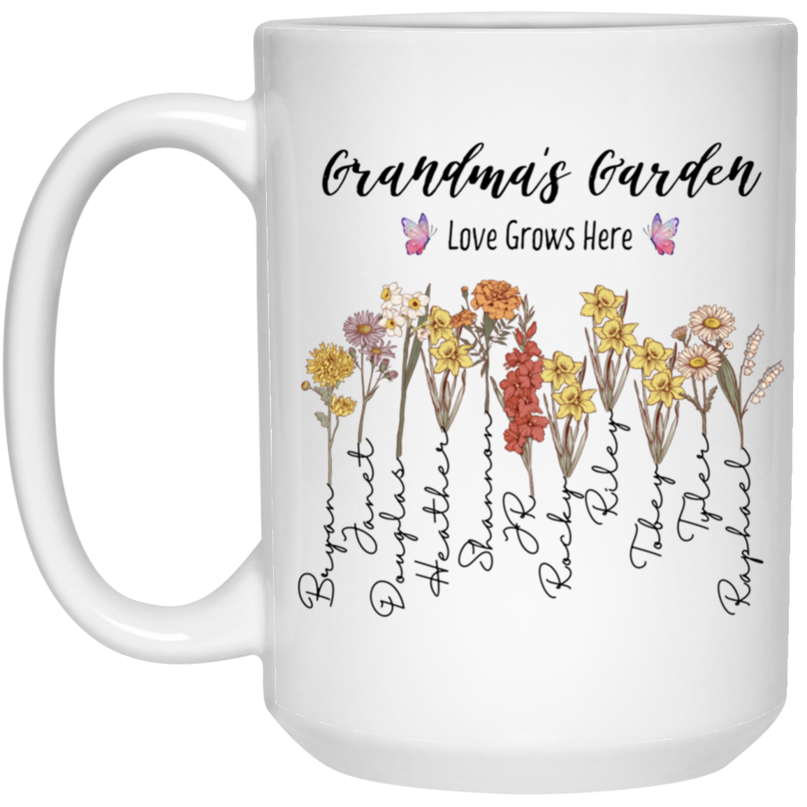 Grandma's Garden Mug | Customized Birth Flowers & Names - Thoughtful Blossom