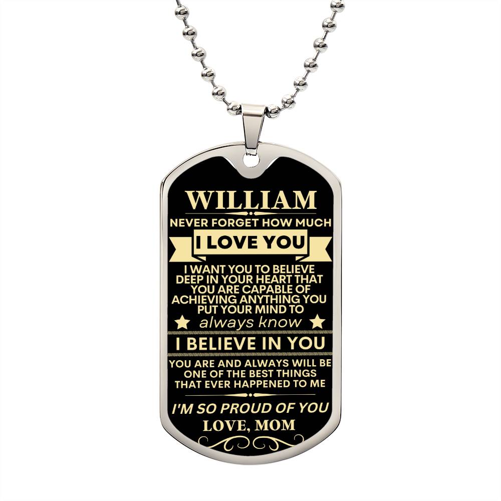 Personalized Luxury Dog Tag Necklace - I Believe In You - Thoughtful Blossom