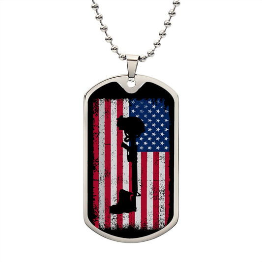 Fallen Soldier American Flag Luxury Dog Tag Necklace - Thoughtful Blossom