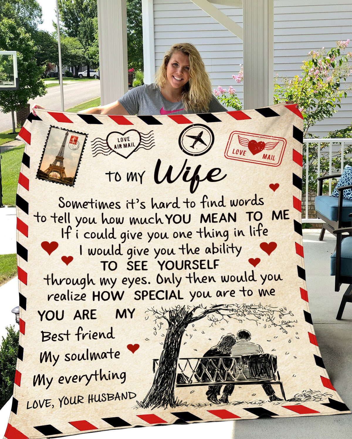 To My Wife | Plush Throw Blanket | 50x60 - Thoughtful Blossom