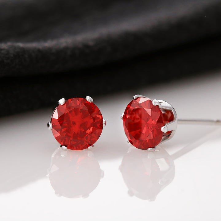 Red Cubic Zirconia Earrings - Thoughtful Blossom