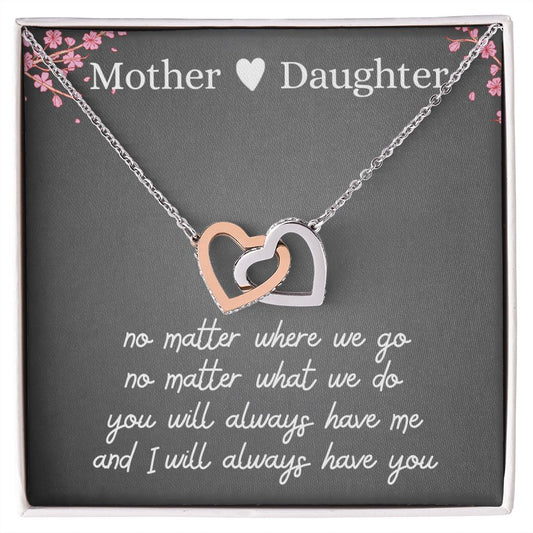 Mother & Daughter Interlocking Hearts Necklace - Thoughtful Blossom
