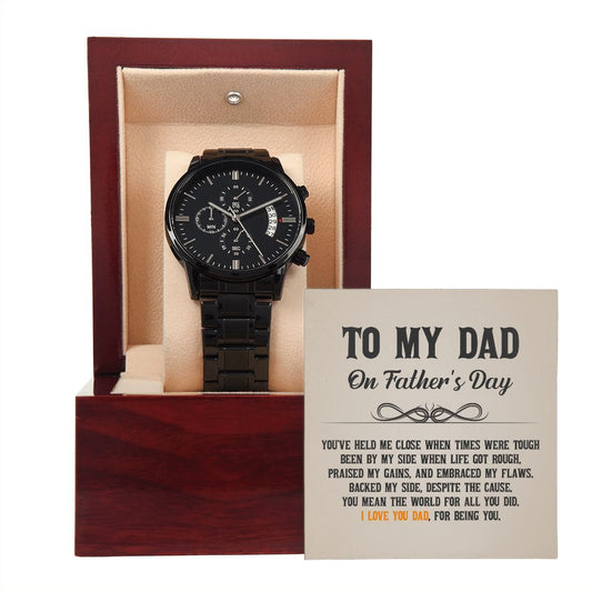To My Dad On Father's Day Black Cronograph Watch - Thoughtful Blossom