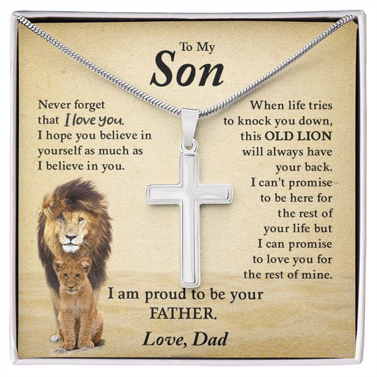 To My Son Love Dad - Cross Necklace - Thoughtful Blossom