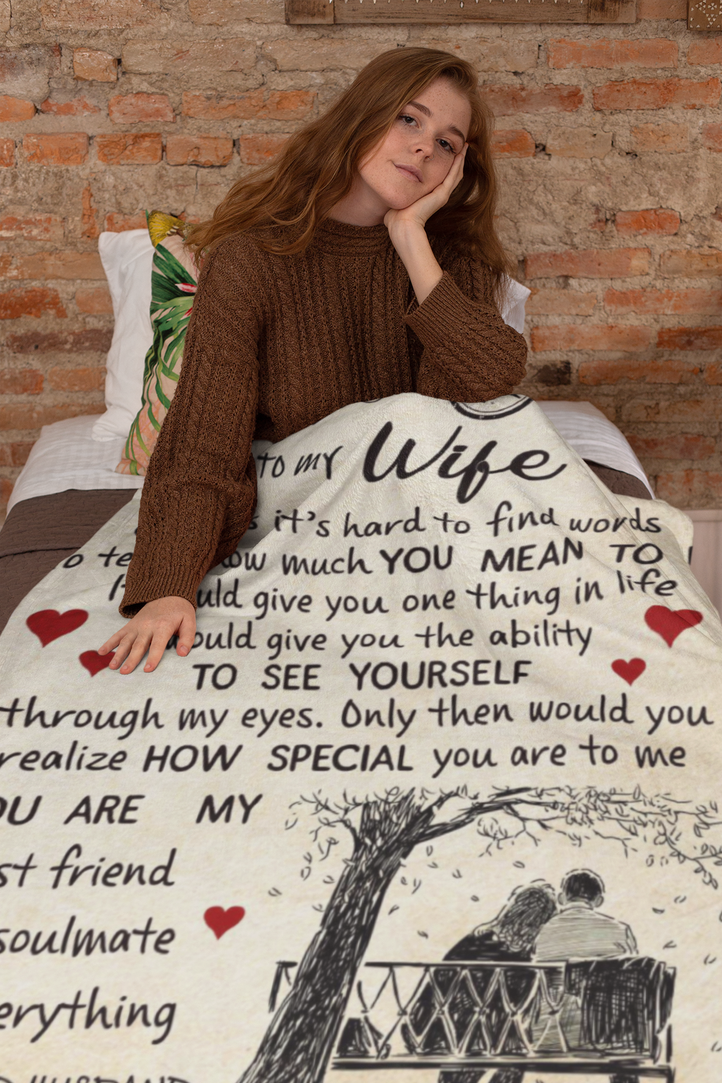 To My Wife | Plush Throw Blanket | 50x60 - Thoughtful Blossom