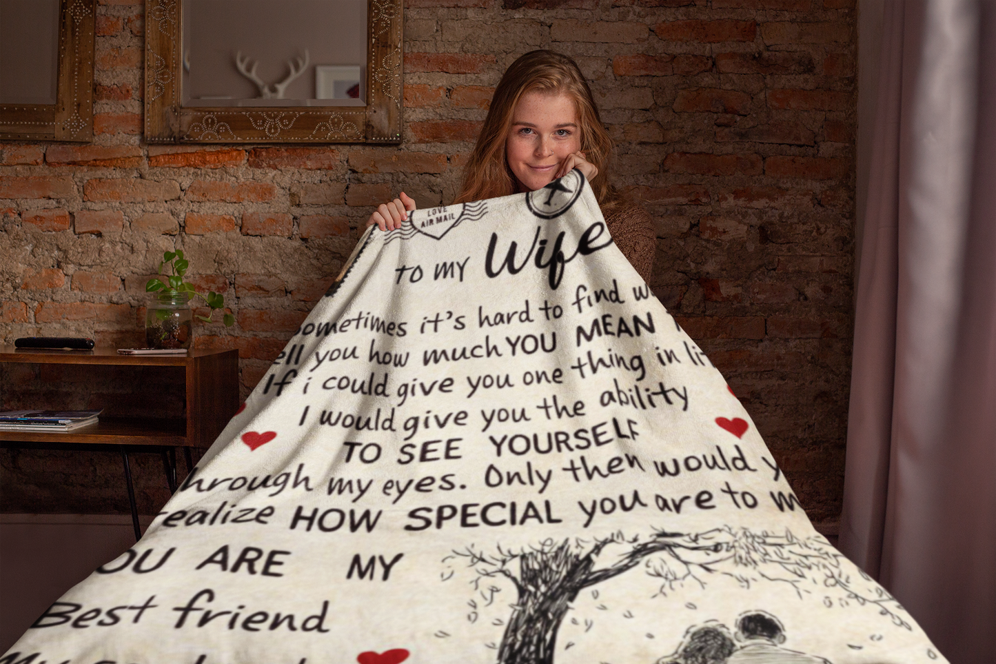 To My Wife | Plush Throw Blanket | 50x60 - Thoughtful Blossom